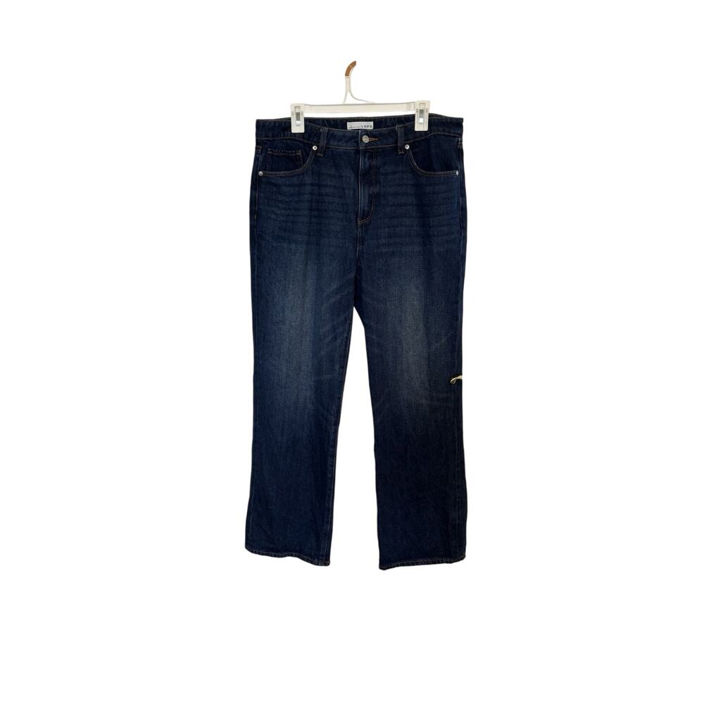 Loft The Slouchy Boyfriend Jeans Size 12 Waist 31 Dark Wash Wide Leg High Rise